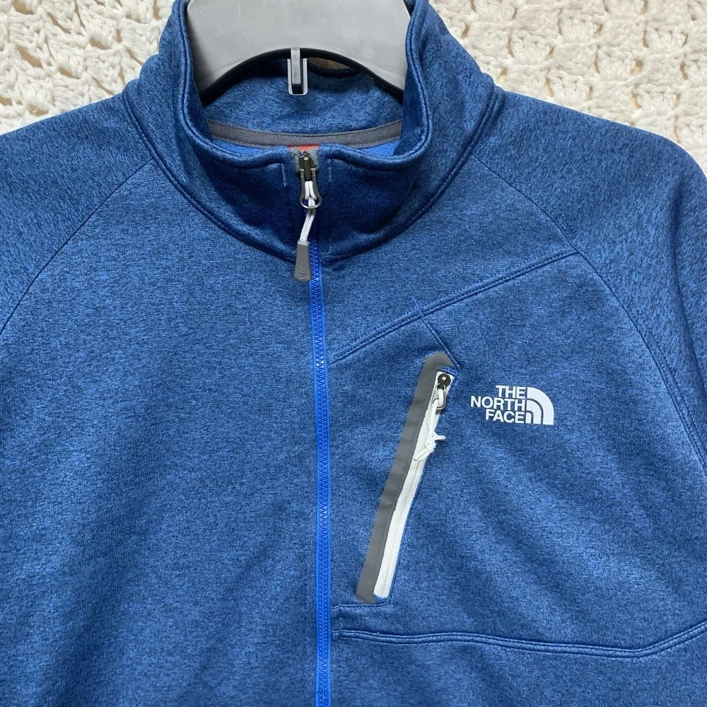 The North Face Sweatershir Men L Fleece 1/4 Zip Blue Front Chest Pocket Pullover
